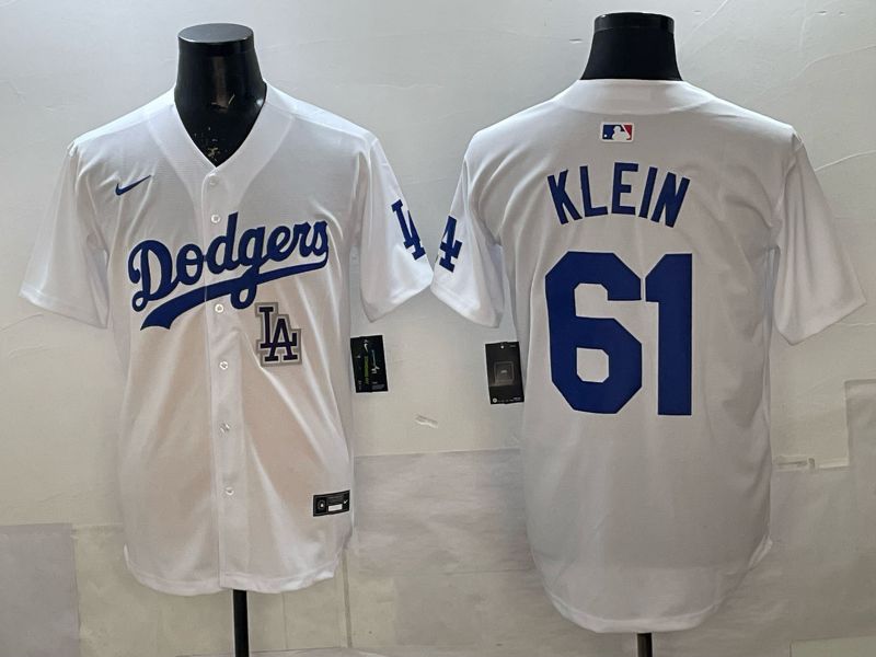 Men 2025 Nike Los Angeles Dodgers #61 Klein White Game MLB Jersey 05->los angeles dodgers->MLB Jersey